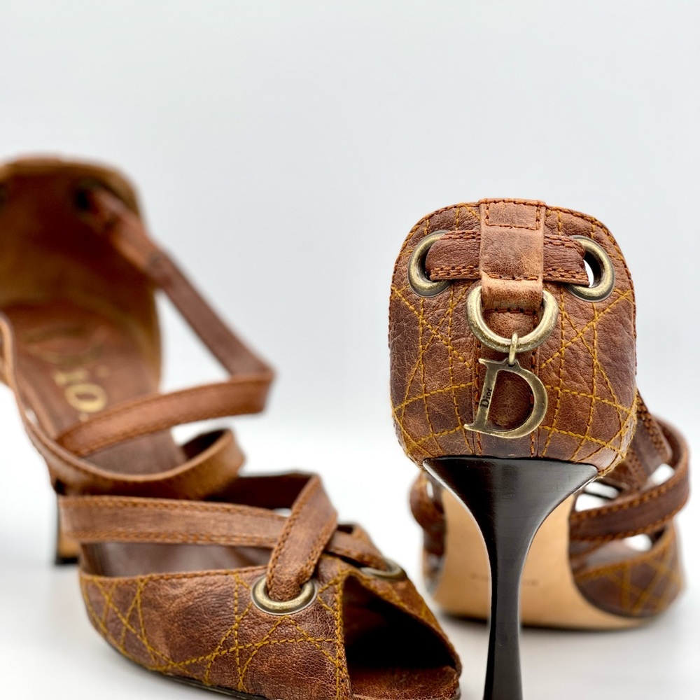 DIOR | Brown Quilted Leather D'Orsay Stiletto Pumps | IT 36.5 (US 6.5)
